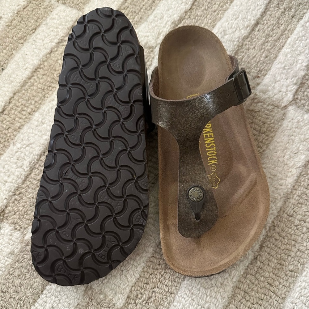 Birkenstock Gizeh Sz 37 US 6 6.5 - Gold Metallic Brown Thong Sandals